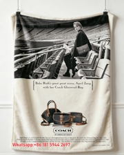 Coach Vintage Glenwood Bag Print Flannel Sofa Throw Blanket C255